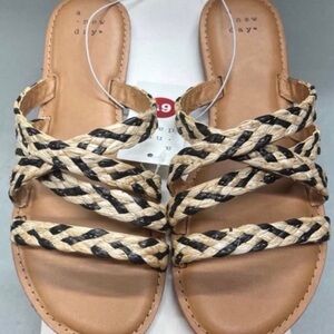 A New Day Women's Braided Sandals - Black and Tan